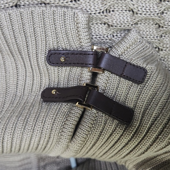 Calvin Klein Khaki Buckled Cowl-Neck Sweater Dress - Picture 4 of 7